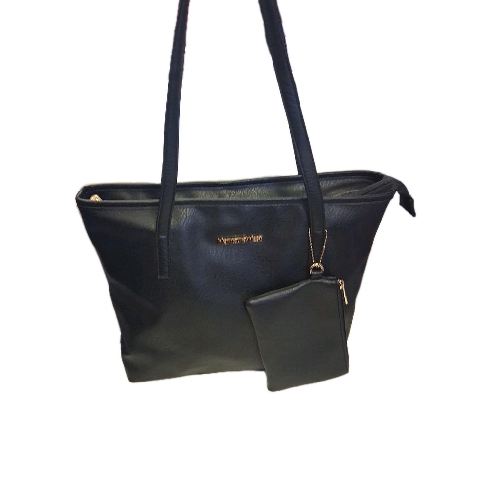 Montana West Select Black Leather Tote with Matching Pouch Concealed Carry Bag